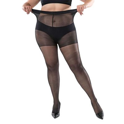 Plus Size Women's Shiny Glossy Pantyhose Sheer Stockings 40D High Waist Tights